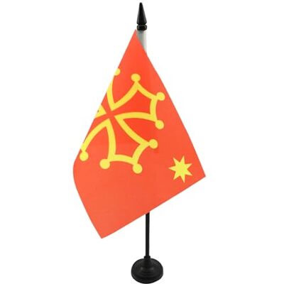 AZ FLAG Drapeau De Table Occitanie avec étoile 21x14 cm Petit Drapeau Occitan De Bureau 100% Polyester Avec Hampe De 25cm Et Socle En Plastique Noir - Publicité AZ FLAG Drapeau De Table Occitanie avec étoile 21x14 cm Petit Drapeau Occitan De Bureau 100% Polyester Avec Hampe De 25cm Et Socle En Plastique Noir - Publicité