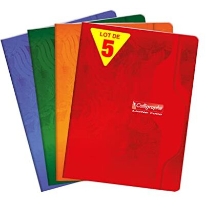 Calligraphe 7148C Lot de 5 Cahiers Agrafés (une Marque de Clairefontaine) 17x22 cm 192 Pages Grands Carreaux Papier Blanc 70 g Couverture Carte Recyclée Vernie Couleurs Aléatoires - Publicité Calligraphe 7148C Lot de 5 Cahiers Agrafés (une Marque de Clairefontaine) 17x22 cm 192 Pages Grands Carreaux Papier Blanc 70 g Couverture Carte Recyclée Vernie Couleurs Aléatoires - Publicité