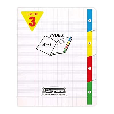 Calligraphe 18225AMZC Lot de 3 Cahiers Agrafés 4 Index Incolores (une Marque de Clairefontaine) 17x22 cm 140 Pages Grands Carreaux Papier Blanc 90 g Couverture Polypro Transparent - Publicité Calligraphe 18225AMZC Lot de 3 Cahiers Agrafés 4 Index Incolores (une Marque de Clairefontaine) 17x22 cm 140 Pages Grands Carreaux Papier Blanc 90 g Couverture Polypro Transparent - Publicité
