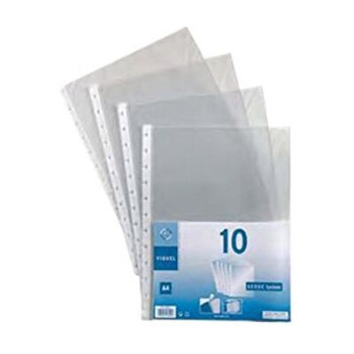 Viquel Sachet de 10 pochettes perforées à ouverture haut pour reliure Géode Méteor polypropylène 6,5/100e - Publicité Viquel Sachet de 10 pochettes perforées à ouverture haut pour reliure Géode Méteor polypropylène 6,5/100e - Publicité
