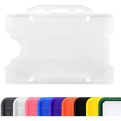CKB LTD Lot de 100 porte-badges en plastique rigide à glisser sur une face ouverte pour carte d'identité badge horizontal ou paysage, peut contenir une carte de crédit CR80 86 mm 54 mm Clair - Publicité CKB LTD Lot de 100 porte-badges en plastique rigide à glisser sur une face ouverte pour carte d'identité badge horizontal ou paysage, peut contenir une carte de crédit CR80 86 mm 54 mm Clair - Publicité