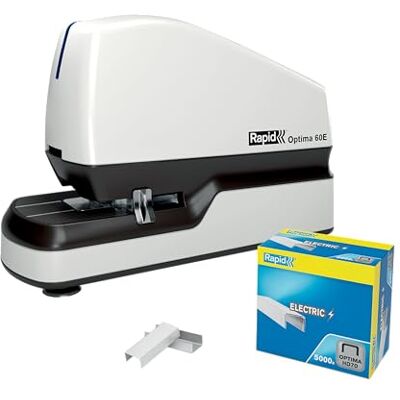 Rapid Optima 60E Agrafeuse Électrique Automatique Sans Contact, Capacité 60 Feuilles, Agrafeuse de Bureau Puissante avec 5000x Agrafes Incluses, Coloris Blanc (2102355) - Publicité Rapid Optima 60E Agrafeuse Électrique Automatique Sans Contact, Capacité 60 Feuilles, Agrafeuse de Bureau Puissante avec 5000x Agrafes Incluses, Coloris Blanc (2102355) - Publicité