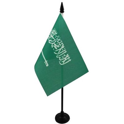 AZ FLAG Drapeau De Table Arabie Saoudite 15x10 cm Mini Drapeau Saoudien De Bureau 100% Polyester Avec Hampe De 25cm Et Socle En Plastique Noir - Publicité AZ FLAG Drapeau De Table Arabie Saoudite 15x10 cm Mini Drapeau Saoudien De Bureau 100% Polyester Avec Hampe De 25cm Et Socle En Plastique Noir - Publicité