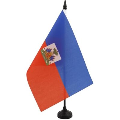 AZ FLAG Drapeau De Table Haïti 21x14 cm Petit Drapeau Haïtien De Bureau 100% Polyester Avec Hampe De 25cm Et Socle En Plastique Noir - Publicité AZ FLAG Drapeau De Table Haïti 21x14 cm Petit Drapeau Haïtien De Bureau 100% Polyester Avec Hampe De 25cm Et Socle En Plastique Noir - Publicité