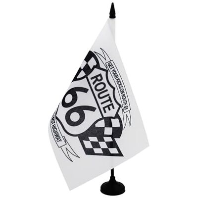 AZ FLAG Drapeau De Table Route 66 Noir et Blanc 21x14 cm Petit Drapeau De La Road 66 Aux Etats-Unis De Bureau 100% Polyester Avec Hampe De 25cm Et Socle En Plastique Noir - Publicité AZ FLAG Drapeau De Table Route 66 Noir et Blanc 21x14 cm Petit Drapeau De La Road 66 Aux Etats-Unis De Bureau 100% Polyester Avec Hampe De 25cm Et Socle En Plastique Noir - Publicité