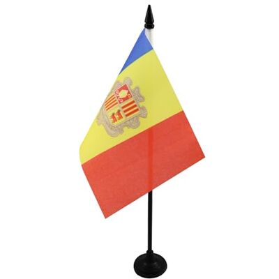 AZ FLAG Drapeau De Table Andorre 15x10 cm Mini Drapeau Andorran De Bureau 100% Polyester Avec Hampe De 25cm Et Socle En Plastique Noir - Publicité AZ FLAG Drapeau De Table Andorre 15x10 cm Mini Drapeau Andorran De Bureau 100% Polyester Avec Hampe De 25cm Et Socle En Plastique Noir - Publicité