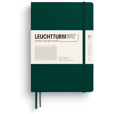 LEUCHTTURM1917 367257 Carnet de notes Medium (A5), Couverture rigide, 251 pages numérotées, Forest Green, Quadrillé - Publicité LEUCHTTURM1917 367257 Carnet de notes Medium (A5), Couverture rigide, 251 pages numérotées, Forest Green, Quadrillé - Publicité