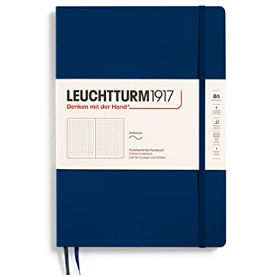 LEUCHTTURM1917 349301 Carnet Composition (B5), couverture souple, 123 pages numérotées, pointillés, bleu marine - Publicité LEUCHTTURM1917 349301 Carnet Composition (B5), couverture souple, 123 pages numérotées, pointillés, bleu marine - Publicité