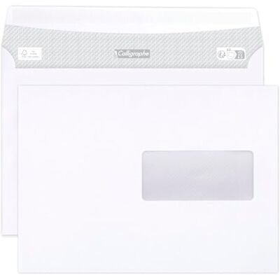 Calligraphe (gamme correspondance Clairefontaine) 699C Boite de 500 Enveloppes Blanches C5-162x229mm Auto-Adhésives 80g/m² Fenêtre Papier Cristal de 45x100 (position 62/20) - Publicité Calligraphe (gamme correspondance Clairefontaine) 699C Boite de 500 Enveloppes Blanches C5-162x229mm Auto-Adhésives 80g/m² Fenêtre Papier Cristal de 45x100 (position 62/20) - Publicité