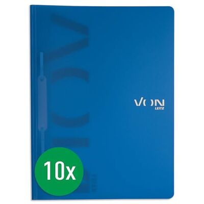 Leitz VON Lot de 10 chemises A4 en plastique PP, capacité de 100 feuilles, couverture souple légère avec impression moderne, pour l'école et la maison, bleu - Publicité Leitz VON Lot de 10 chemises A4 en plastique PP, capacité de 100 feuilles, couverture souple légère avec impression moderne, pour l'école et la maison, bleu - Publicité