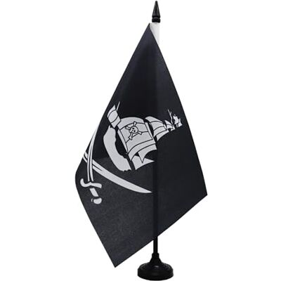 AZ FLAG Drapeau De Table Bâteau de Pirate 21x14 cm Petit Drapeau Corsaire De Bureau 100% Polyester Avec Hampe De 25cm Et Socle En Plastique Noir - Publicité AZ FLAG Drapeau De Table Bâteau de Pirate 21x14 cm Petit Drapeau Corsaire De Bureau 100% Polyester Avec Hampe De 25cm Et Socle En Plastique Noir - Publicité