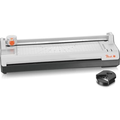 Peach Plastifieuse 6 en 1 A3 avec coins arrondis, trimmer, pochettes de plastification ABS Convient pour tous les films courants jusqu'à 2 x 125 microns Plastifieuse à chaud et à froid PBP450A - Publicité Peach Plastifieuse 6 en 1 A3 avec coins arrondis, trimmer, pochettes de plastification ABS Convient pour tous les films courants jusqu'à 2 x 125 microns Plastifieuse à chaud et à froid PBP450A - Publicité