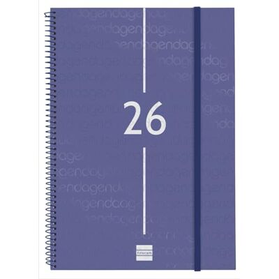 Finocam Basics Year Agenda à spirale 2026 semainier horizontal de janvier à décembre (12 mois), agenda A4 annuel 2026 avec élastique, couverture en polypropylène à spirale Basics Year Bleu catalan - Publicité Finocam Basics Year Agenda à spirale 2026 semainier horizontal de janvier à décembre (12 mois), agenda A4 annuel 2026 avec élastique, couverture en polypropylène à spirale Basics Year Bleu catalan - Publicité