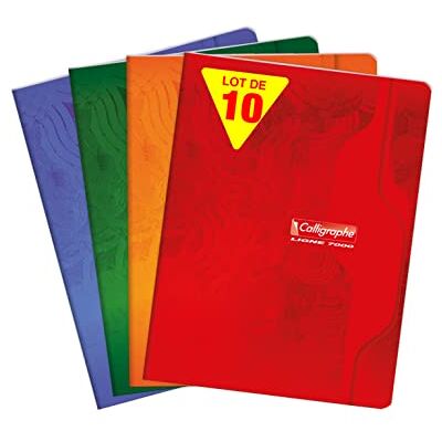 Calligraphe 7103C Lot de 10 Cahiers Agrafés (une Marque de Clairefontaine) 17x22 cm 96 Pages Grands Carreaux Papier Blanc 70 g Couverture Carte Offset Couleurs Aléatoires - Publicité Calligraphe 7103C Lot de 10 Cahiers Agrafés (une Marque de Clairefontaine) 17x22 cm 96 Pages Grands Carreaux Papier Blanc 70 g Couverture Carte Offset Couleurs Aléatoires - Publicité