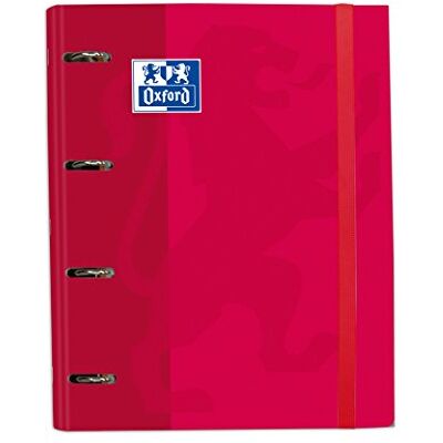 Oxford , Classeur 4 anneaux A4+ couverture extra rigide avec élastique. Recharge quadrillée 5 x 5, couleur rouge - Publicité Oxford , Classeur 4 anneaux A4+ couverture extra rigide avec élastique. Recharge quadrillée 5 x 5, couleur rouge - Publicité