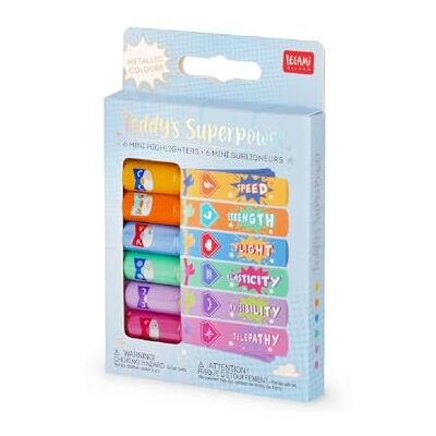 LEGAMI Lot de 6 mini surligneurs Teddy's Superpower - Publicité LEGAMI Lot de 6 mini surligneurs Teddy's Superpower - Publicité