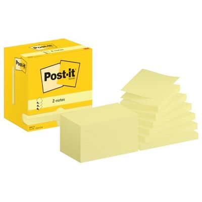 Post-It Z-Notes Autocollantes, Pack de 12 Blocs, 100 Feuilles par Bloc, 76 mm x 127 mm, Jaune Canari Feuillets Adhésifs pour Prise de Notes, Listes de Tâches et Rappels - Publicité Post-It Z-Notes Autocollantes, Pack de 12 Blocs, 100 Feuilles par Bloc, 76 mm x 127 mm, Jaune Canari Feuillets Adhésifs pour Prise de Notes, Listes de Tâches et Rappels - Publicité