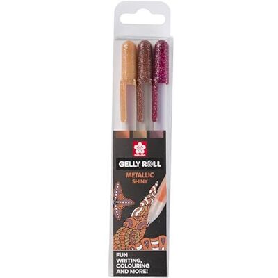 SAKURA Gelly Roll Metallic Nature 3 Colour Set Cuivre, Sépia, Bourgogne Stylos gel brillants pour l'écriture et le dessin - Publicité SAKURA Gelly Roll Metallic Nature 3 Colour Set Cuivre, Sépia, Bourgogne Stylos gel brillants pour l'écriture et le dessin - Publicité