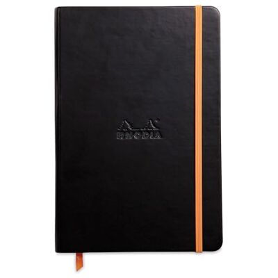 Rhodia 118742C Carnet Rigide noir A5 14,8 x 21 cm Ligné 192 pages Papier Clairefontaine Ivoire 90 g/m² Marque-Page, Fermeture Élastique Couverture Simili Cuir Collection rama - Publicité Rhodia 118742C Carnet Rigide noir A5 14,8 x 21 cm Ligné 192 pages Papier Clairefontaine Ivoire 90 g/m² Marque-Page, Fermeture Élastique Couverture Simili Cuir Collection rama - Publicité