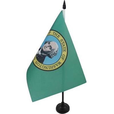 AZ FLAG Drapeau De Table Washington 21x14 cm Petit Drapeau De L'État Américain De Washington De Bureau 100% Polyester Avec Hampe De 25cm Et Socle En Plastique Noir - Publicité AZ FLAG Drapeau De Table Washington 21x14 cm Petit Drapeau De L'État Américain De Washington De Bureau 100% Polyester Avec Hampe De 25cm Et Socle En Plastique Noir - Publicité