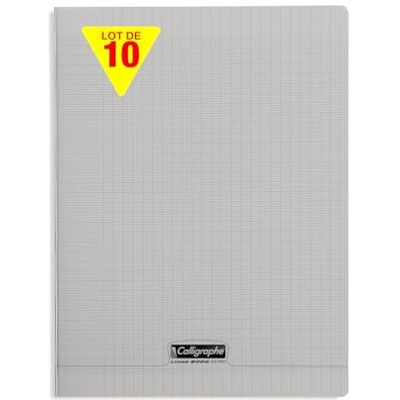 Calligraphe 18176Cpack Un lot de 10 Cahiers Agrafés Gris (une Marque de Clairefontaine) 24x32 cm 48 Pages Grands Carreaux Papier Blanc 90 g Couverture Polypro Transparent - Publicité Calligraphe 18176Cpack Un lot de 10 Cahiers Agrafés Gris (une Marque de Clairefontaine) 24x32 cm 48 Pages Grands Carreaux Papier Blanc 90 g Couverture Polypro Transparent - Publicité