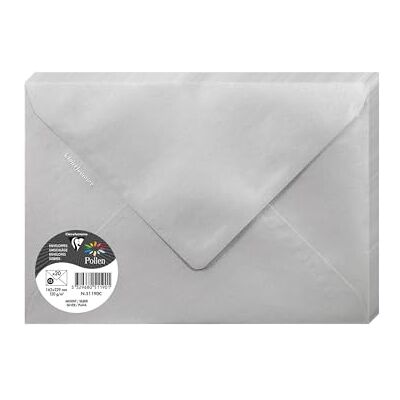 Clairefontaine Paquet de 20 Grandes Enveloppes 16,2x22,9cm Argentées 120g/m² Format C5 Fermeture gommée Invitation Evénements et Correspondance Gamme Pollen Papier Lisse Réf. 51190C - Publicité Clairefontaine Paquet de 20 Grandes Enveloppes 16,2x22,9cm Argentées 120g/m² Format C5 Fermeture gommée Invitation Evénements et Correspondance Gamme Pollen Papier Lisse Réf. 51190C - Publicité