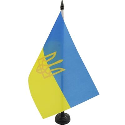 AZ FLAG Drapeau de table Ukraine avec armes 21x14cm PETIT Drapeaux DE BUREAU ukrainien 14 x 21 cm - Publicité AZ FLAG Drapeau de table Ukraine avec armes 21x14cm PETIT Drapeaux DE BUREAU ukrainien 14 x 21 cm - Publicité