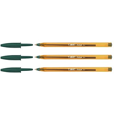 BIC Lot de 3 Stylos bille CRISTAL FINE Pointe Fine Vert - Publicité BIC Lot de 3 Stylos bille CRISTAL FINE Pointe Fine Vert - Publicité