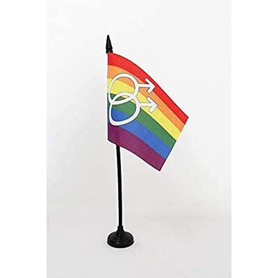 AZ FLAG Drapeau De Table Arc-en-Ciel Double Mars Grand 15x10 cm Mini Drapeau Gay De Bureau 100% Polyester Avec Hampe De 25cm Et Socle En Plastique Noir - Publicité AZ FLAG Drapeau De Table Arc-en-Ciel Double Mars Grand 15x10 cm Mini Drapeau Gay De Bureau 100% Polyester Avec Hampe De 25cm Et Socle En Plastique Noir - Publicité