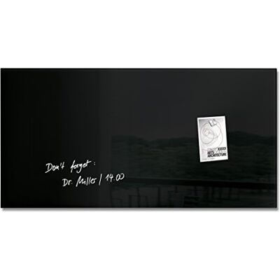 Sigel GL145 Tableau magnétique en verre premium, surface brillante, 91 x 46 cm, verre de sécurité, montage facile, 3 aimants néodyme inclus, noir Artverum - Publicité Sigel GL145 Tableau magnétique en verre premium, surface brillante, 91 x 46 cm, verre de sécurité, montage facile, 3 aimants néodyme inclus, noir Artverum - Publicité