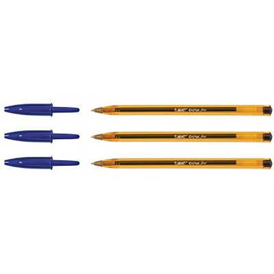 BIC Lot de 3 Stylos bille CRISTAL FINE Pointe Fine Bleu - Publicité BIC Lot de 3 Stylos bille CRISTAL FINE Pointe Fine Bleu - Publicité