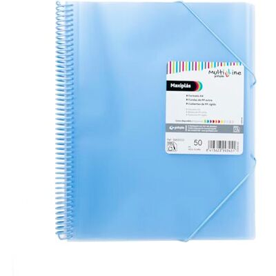 Grafoplás Classeur à pochettes en plastique A4 Bleu clair 50 pochettes en polypropylène Extra Couverture souple Spirale PVC Maxiplás Multiline Parfait comme matériel scolaire et de bureau - Publicité Grafoplás Classeur à pochettes en plastique A4 Bleu clair 50 pochettes en polypropylène Extra Couverture souple Spirale PVC Maxiplás Multiline Parfait comme matériel scolaire et de bureau - Publicité