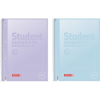 BRUNNEN Cahier de qualité supérieure pour étudiant, format A4, linéature 27, 80 feuilles, bleu pastel, violet pastel - Publicité BRUNNEN Cahier de qualité supérieure pour étudiant, format A4, linéature 27, 80 feuilles, bleu pastel, violet pastel - Publicité