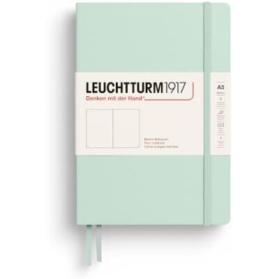 LEUCHTTURM1917 367258 Carnet de notes Medium (A5), Couverture rigide, 251 pages numérotées, Mint Green, blanc - Publicité LEUCHTTURM1917 367258 Carnet de notes Medium (A5), Couverture rigide, 251 pages numérotées, Mint Green, blanc - Publicité