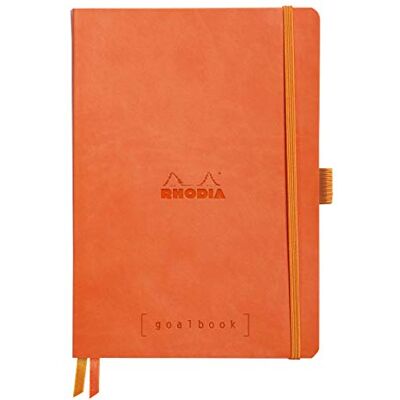Rhodia 117583C Carnet Souple Goalbook Tangerine A5 14,8 x 21 cm Pointillés Dot 240 pages Papier Clairefontaine Blanc 90 g/m² 2 Rubans, Fermeture Élastique Simili Cuir - Publicité Rhodia 117583C Carnet Souple Goalbook Tangerine A5 14,8 x 21 cm Pointillés Dot 240 pages Papier Clairefontaine Blanc 90 g/m² 2 Rubans, Fermeture Élastique Simili Cuir - Publicité