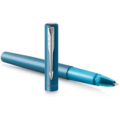 Parker stylo roller Vector XL Laque turquoise métallisée sur laiton Pointe fine avec recharge d’encre noire Étui cadeau - Publicité Parker stylo roller Vector XL Laque turquoise métallisée sur laiton Pointe fine avec recharge d’encre noire Étui cadeau - Publicité