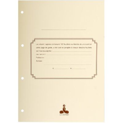 Le Dauphin Réf. 2735D Recharge numérotée/perforée 58 feuillets unis blanc, épaisseur du papier 90g, avec gardes titrées pour classeurs Mouvements de titres, liste des actionnaires Format A4 - Publicité Le Dauphin Réf. 2735D Recharge numérotée/perforée 58 feuillets unis blanc, épaisseur du papier 90g, avec gardes titrées pour classeurs Mouvements de titres, liste des actionnaires Format A4 - Publicité