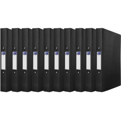 Oxford Lot de 10 classeurs à anneaux A4, largeur du dos 4 cm, 2 anneaux, noir - Publicité Oxford Lot de 10 classeurs à anneaux A4, largeur du dos 4 cm, 2 anneaux, noir - Publicité