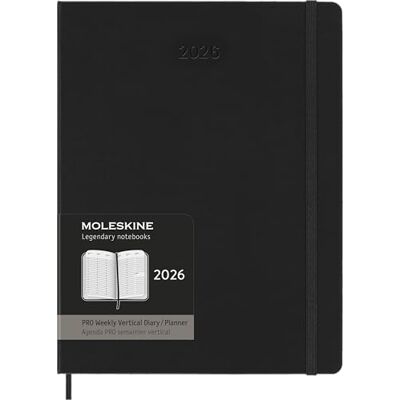Moleskine Agenda Hebdomadaire, Agenda Hebdomadaire Vertical Pro 12 Mois 2025, Couverture Rigide et Fermeture Élastique, Couleur Noire, Format Extra Large 19x25 cm - Publicité Moleskine Agenda Hebdomadaire, Agenda Hebdomadaire Vertical Pro 12 Mois 2025, Couverture Rigide et Fermeture Élastique, Couleur Noire, Format Extra Large 19x25 cm - Publicité