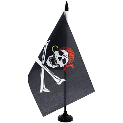 AZ FLAG Drapeau De Table Pirate Dent en or 21x14 cm Petit Drapeau Corsaire De Bureau 100% Polyester Avec Hampe De 25cm Et Socle En Plastique Noir - Publicité AZ FLAG Drapeau De Table Pirate Dent en or 21x14 cm Petit Drapeau Corsaire De Bureau 100% Polyester Avec Hampe De 25cm Et Socle En Plastique Noir - Publicité