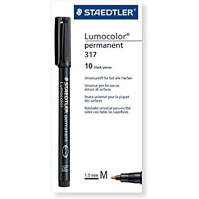 Staedtler Lumocolor, Feutre permanent universel M, convient pour la plupart des surfaces, pour la rétroprojection, résistant à l'eau, séchage rapide, Lot de 10 marqueurs de couleur orange, 317-4 - Publicité Staedtler Lumocolor, Feutre permanent universel M, convient pour la plupart des surfaces, pour la rétroprojection, résistant à l'eau, séchage rapide, Lot de 10 marqueurs de couleur orange, 317-4 - Publicité