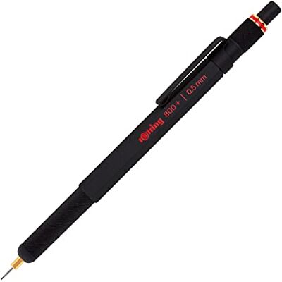 Rotring 800+ Porte-mine avec stylet pour écran tactile Pointe HB 0,5 mm rétractable par rotation Corps métallique noir - Publicité Rotring 800+ Porte-mine avec stylet pour écran tactile Pointe HB 0,5 mm rétractable par rotation Corps métallique noir - Publicité
