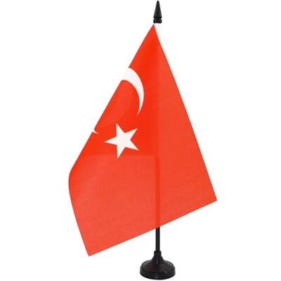 AZ FLAG Drapeau De Table Turquie 21x14 cm Petit Drapeau Turc De Bureau 100% Polyester Avec Hampe De 25cm Et Socle En Plastique Noir - Publicité AZ FLAG Drapeau De Table Turquie 21x14 cm Petit Drapeau Turc De Bureau 100% Polyester Avec Hampe De 25cm Et Socle En Plastique Noir - Publicité