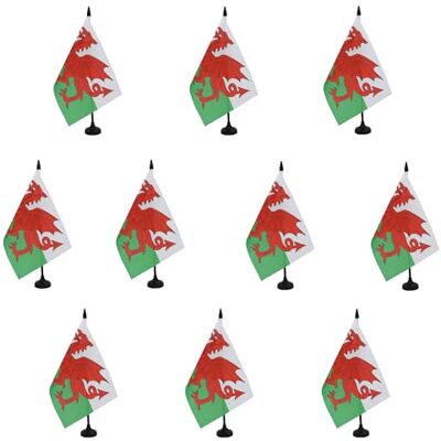 AZ FLAG Lot de 10 Drapeau De Table Pays de Galles 21x14 cm 10 Petits Drapeaux Gallois De Bureau 100% Polyester Avec Hampe De 25cm Et Socle En Plastique Noir - Publicité AZ FLAG Lot de 10 Drapeau De Table Pays de Galles 21x14 cm 10 Petits Drapeaux Gallois De Bureau 100% Polyester Avec Hampe De 25cm Et Socle En Plastique Noir - Publicité