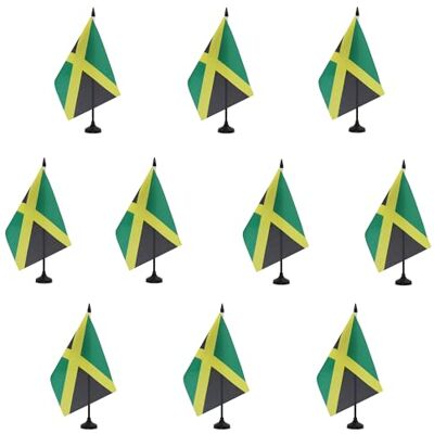 AZ FLAG Lot de 10 Drapeau De Table Jamaïque 21x14 cm 10 Petits Drapeaux Jamaïcain De Bureau 100% Polyester Avec Hampe De 25cm Et Socle En Plastique Noir - Publicité AZ FLAG Lot de 10 Drapeau De Table Jamaïque 21x14 cm 10 Petits Drapeaux Jamaïcain De Bureau 100% Polyester Avec Hampe De 25cm Et Socle En Plastique Noir - Publicité