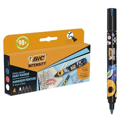 BIC Pochette de 4 marqueurs peinture Intensity pointe Ogive moyenne - Publicité BIC Pochette de 4 marqueurs peinture Intensity pointe Ogive moyenne - Publicité