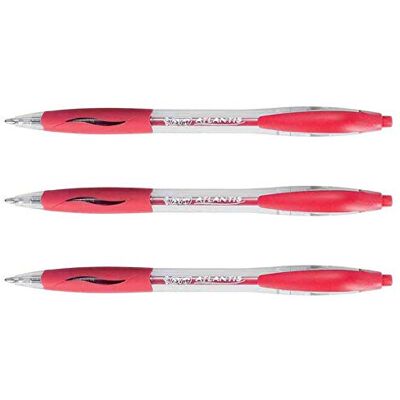 BIC Lot de 3 Stylos bille Rétractable ATLANTIS CLASSIC Pointe moyenne 1 mm Rouge - Publicité BIC Lot de 3 Stylos bille Rétractable ATLANTIS CLASSIC Pointe moyenne 1 mm Rouge - Publicité