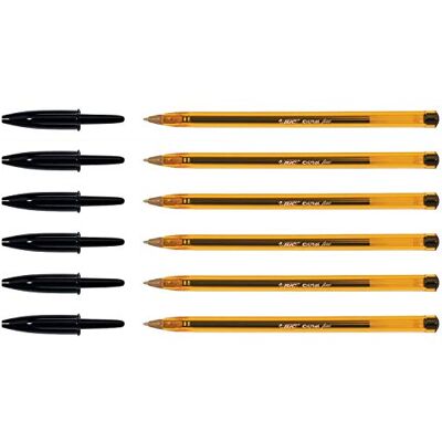 BIC Lot de 6 Stylos bille CRISTAL FINE Pointe Fine Noir - Publicité BIC Lot de 6 Stylos bille CRISTAL FINE Pointe Fine Noir - Publicité