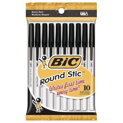BIC Round Stic Extra Life Stylo à bille Pointe moyenne Noir - Publicité BIC Round Stic Extra Life Stylo à bille Pointe moyenne Noir - Publicité
