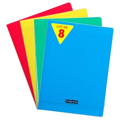 Calligraphe 18090AMZC Un lot de 8 Cahiers Agrafés (une Marque de Clairefontaine) 24x32 cm 96 Pages Grands Carreaux 90 g Couvertures polypro 8 couleurs assorties - Publicité Calligraphe 18090AMZC Un lot de 8 Cahiers Agrafés (une Marque de Clairefontaine) 24x32 cm 96 Pages Grands Carreaux 90 g Couvertures polypro 8 couleurs assorties - Publicité